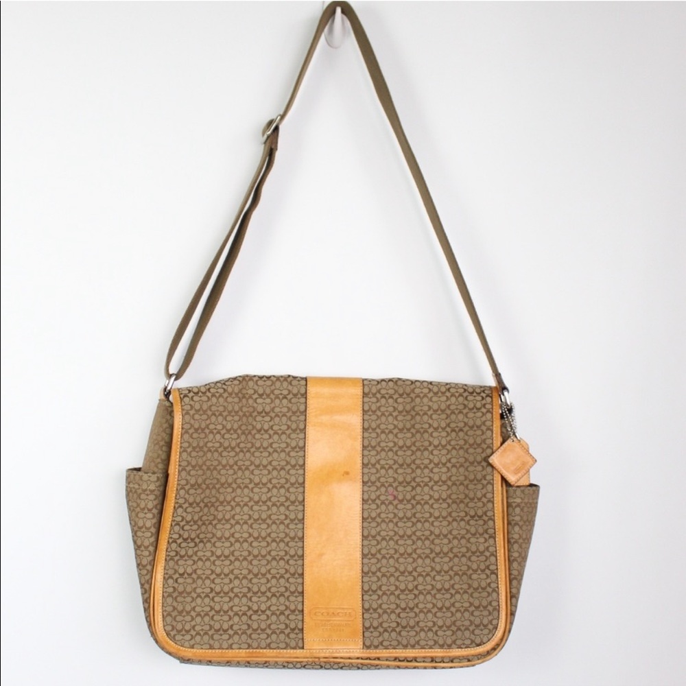 COACH Leather Canvas Messenger Crossbody